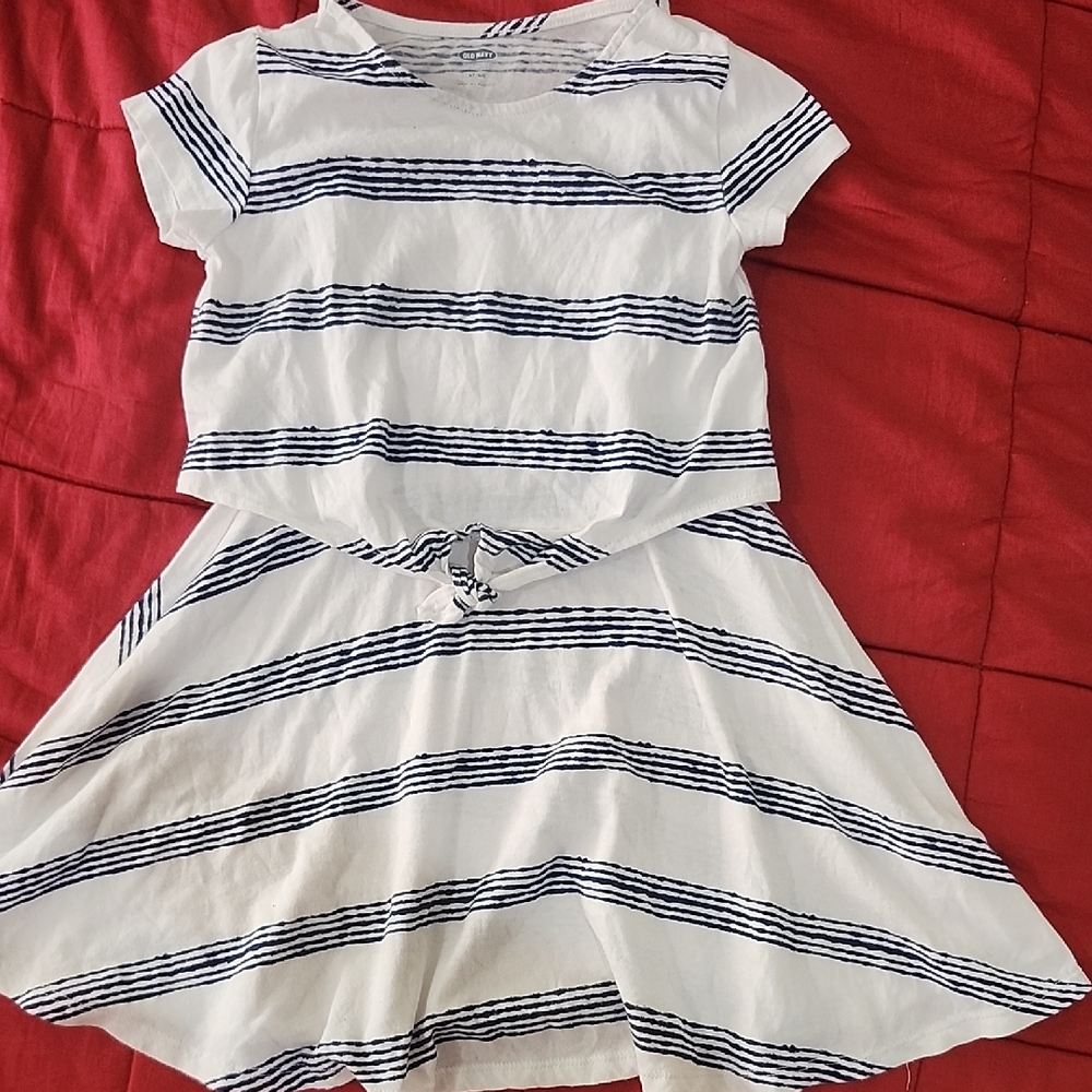 Old Navy Navy and White Striped Kids Dress
